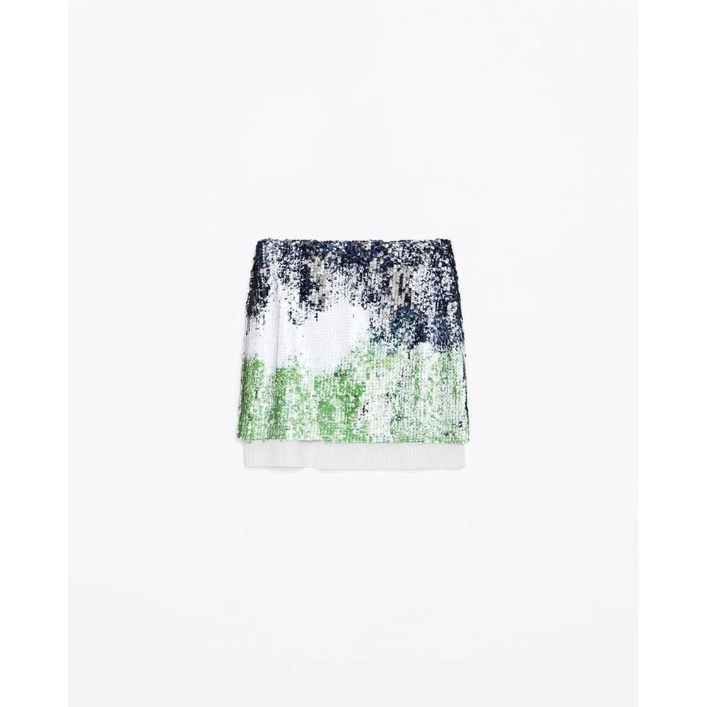 Zara Sequin Ombre Elasticated Mini Party Skirt
